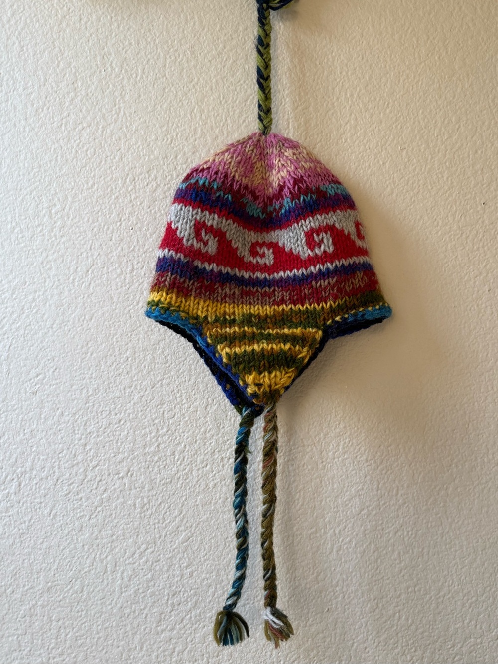 Hand-Knit Multicolor Earflap Kids Hat